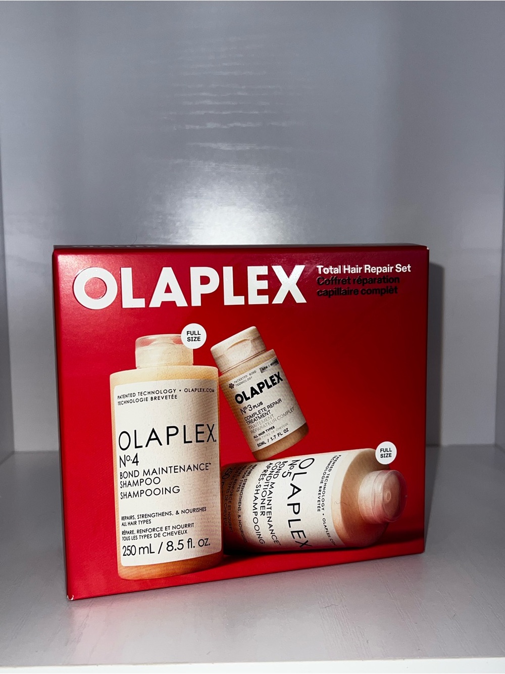 Olaplex 3pc set: No 4 Shampoo, No 5 Conditioner and Travel Size No 3 Treatment